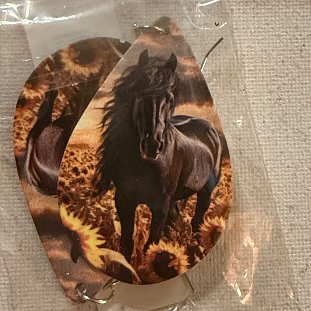 Horse Print Teardrop Earrings